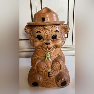 Vintage 1960s Twin Winton Smokey The Bear Cookie Jar Canister Forest Ranger